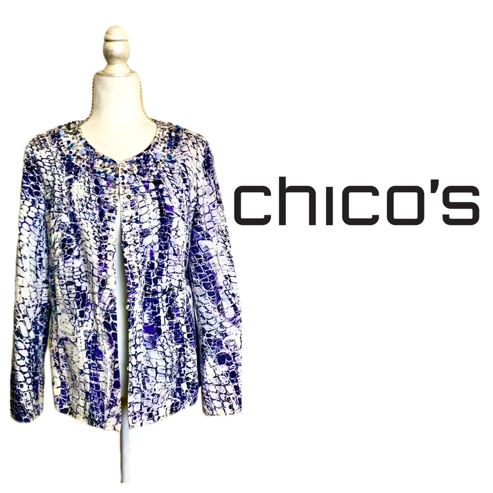 RARE Chico's Jacket Beaded Collarless